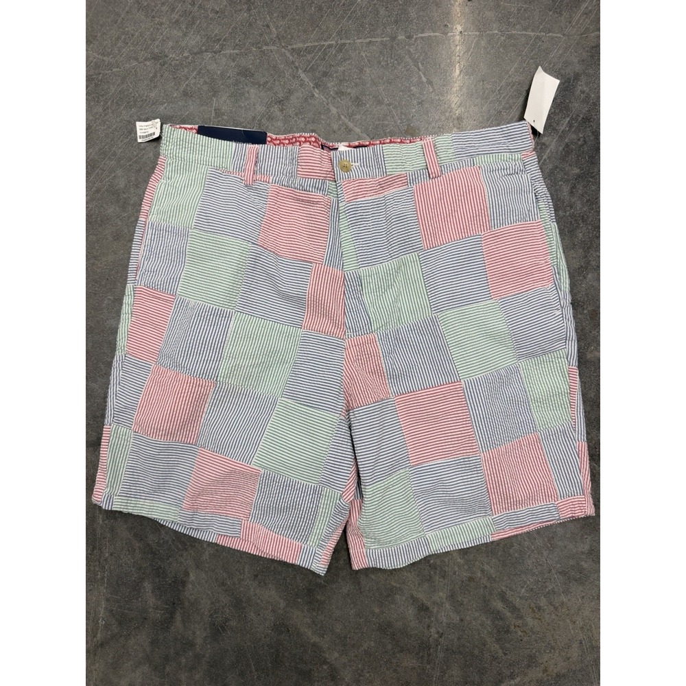 Vineyard Vines Mens Club Shorts Colorblock Patchwork Seersucker Size 36
